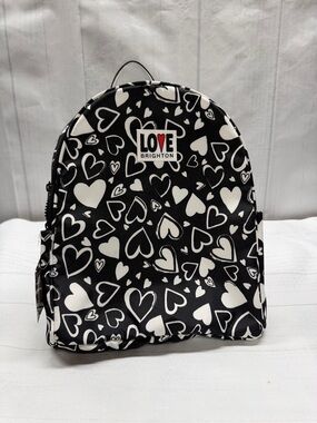 Brighton NWT Endless Love Black and White Heart Pattern Backpack